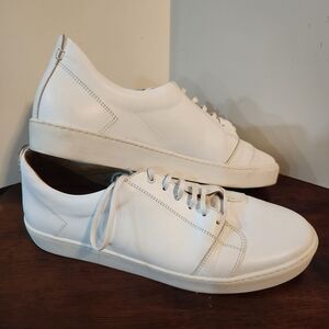 Jack Erwin White Leather Lace Up Sneakers Shoes Sz 12 M Portugal Made 🇵🇹 10615